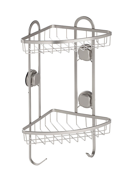 Étagère d'angle de douche Tenno avec ventouse acier chromé et ABS GoodHome