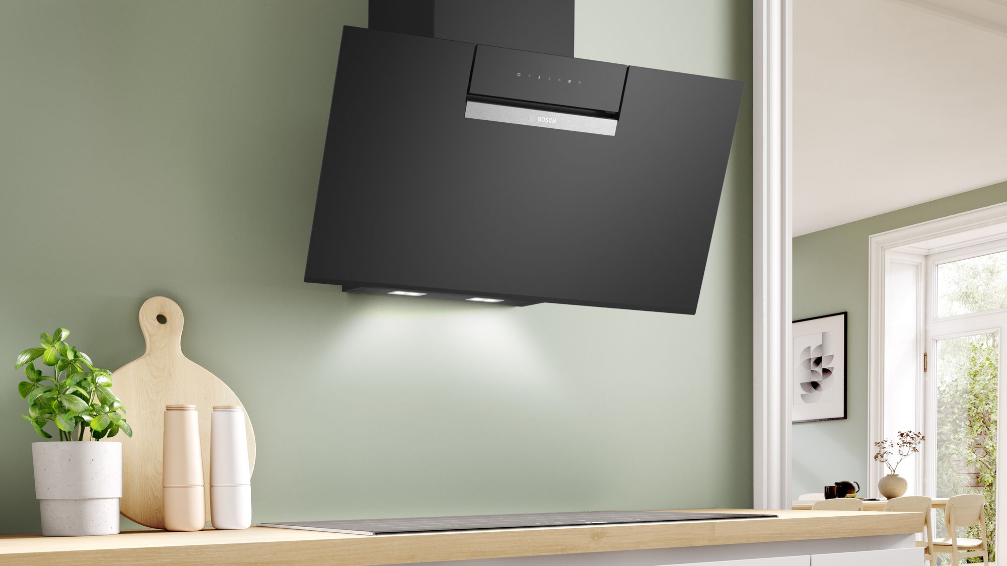 Série 4 Exaustor de parede decorativo 80 cm Vidro preto DWK87FN60