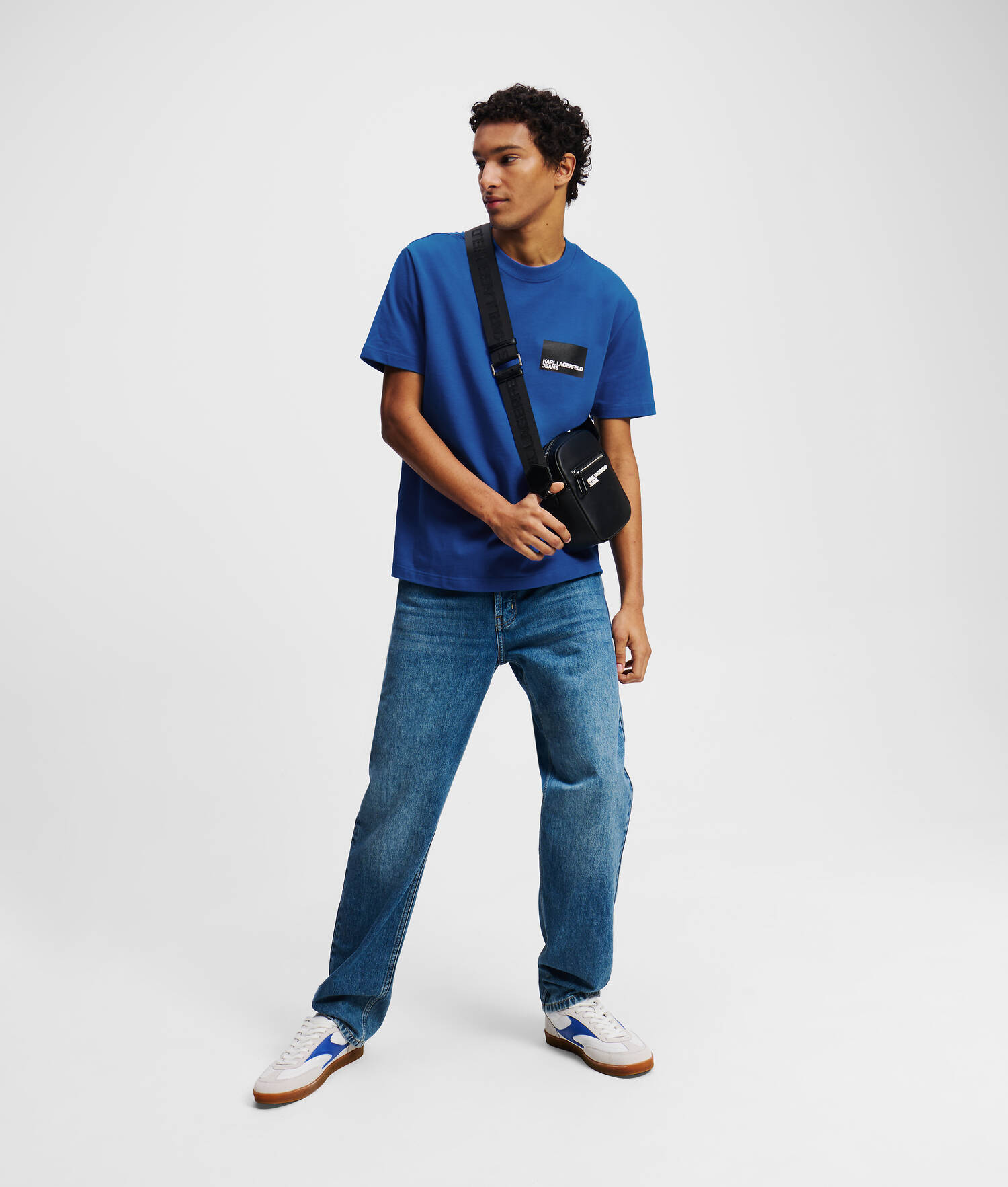 T-SHIRT AVEC LOGO ENCADRÉ - Bleu KLJ