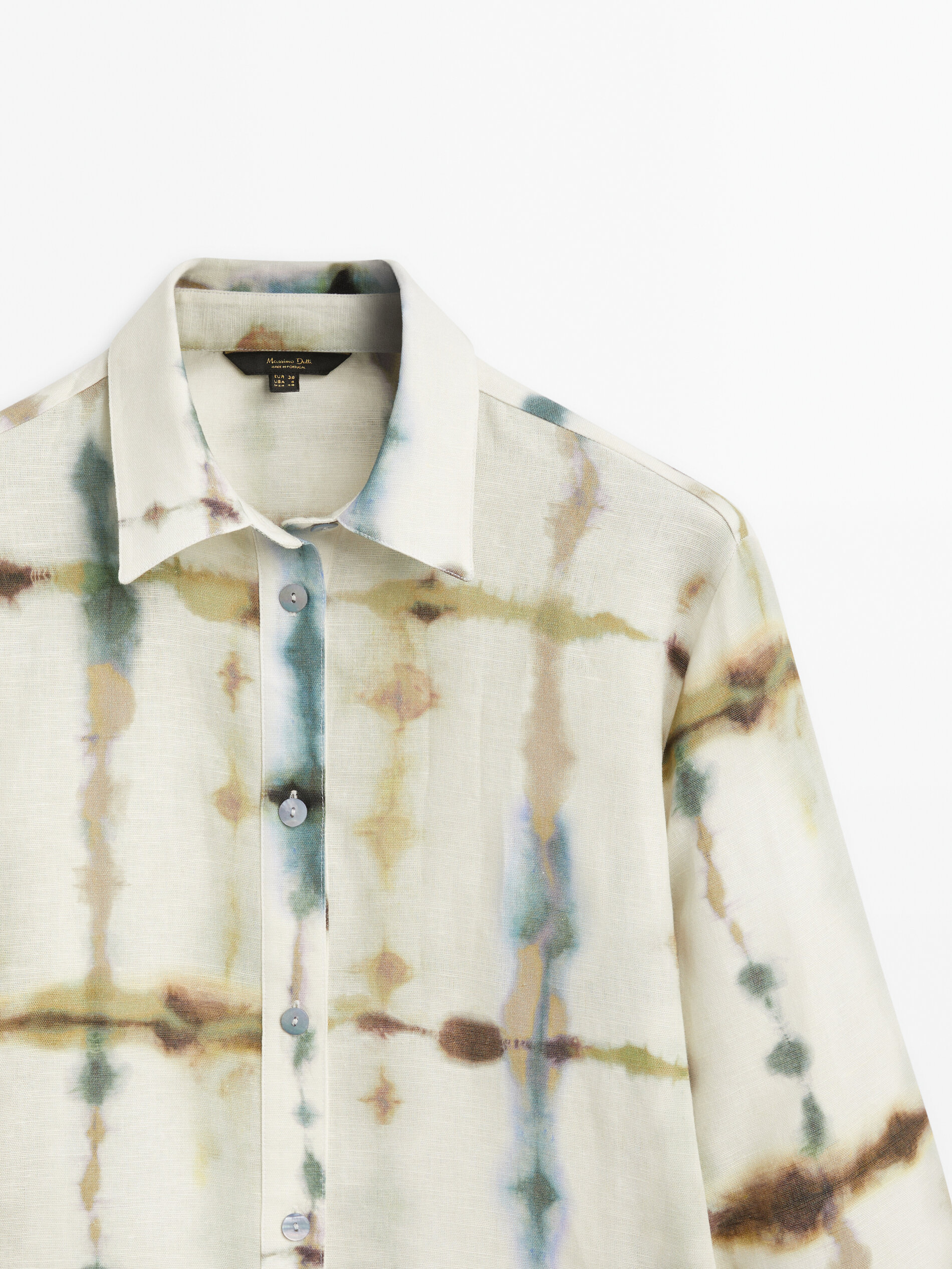 Vestido tie-dye em linho e algodão - AZUL