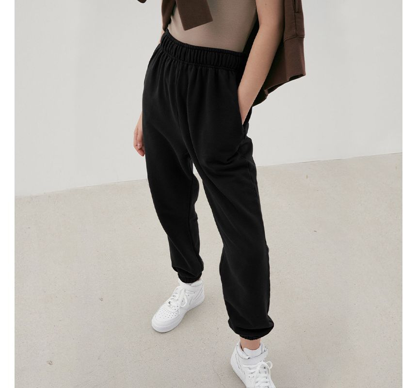 Rosesand - Hoge taille effen rechte joggingbroek