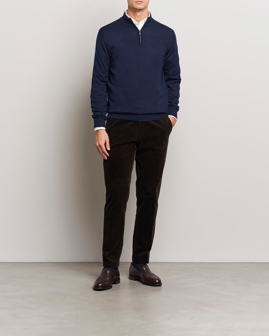 Charles Tyrwhitt Pure Merino Zip Neck Jumper Navy