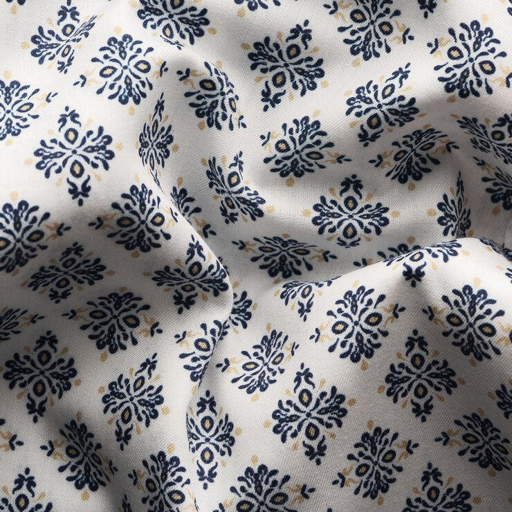 ETON Slim Fit White Medallion Print Cotton & Tencel Lyocell Shirt Hvid