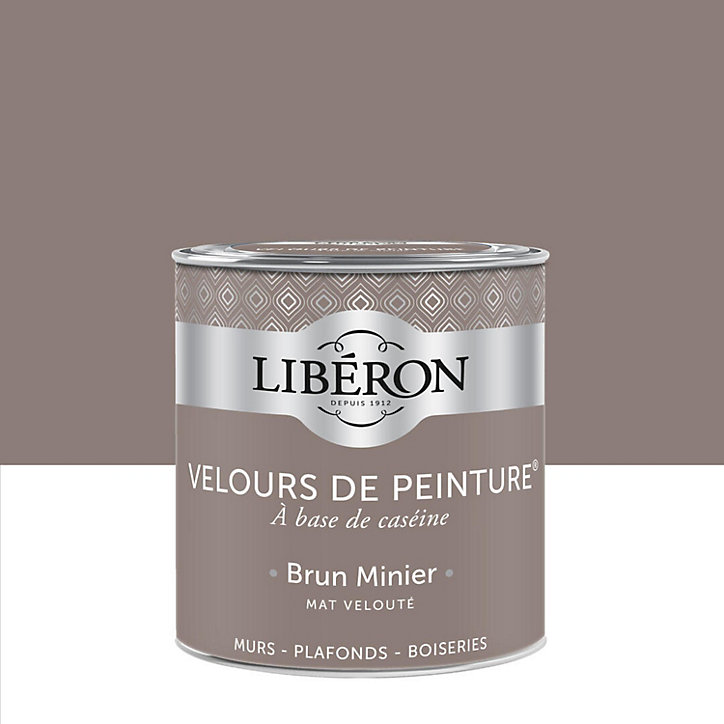 Peinture multisupport murs, plafonds et boiseries Velours de peinture gris brun minier Libéron 0,5L