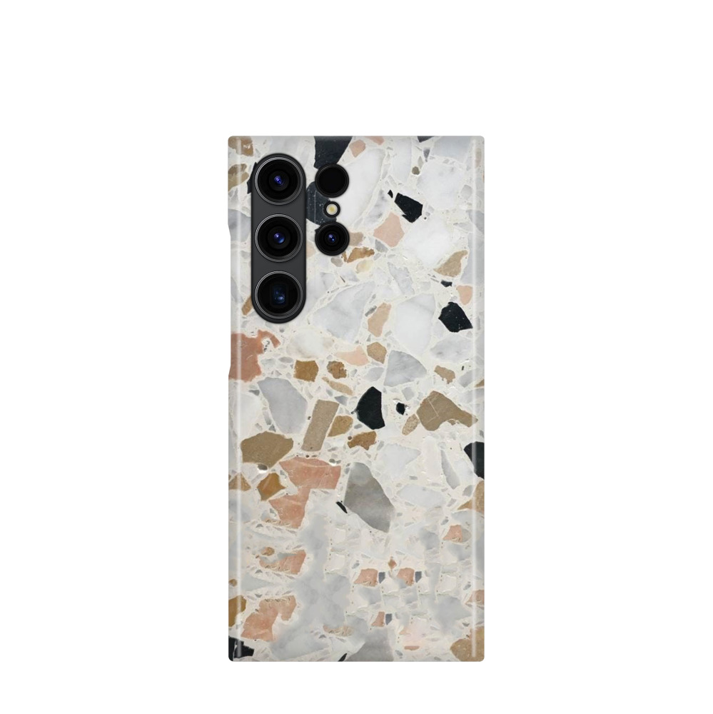 Samsung Galaxy S23 Ultra 5G Kunststoff Hülle Terrazzo Design - Grau