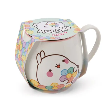 NICI Tasse MOLANG mit Regenbogenblume 400ml Porzellan 8x9cm mit Banderole