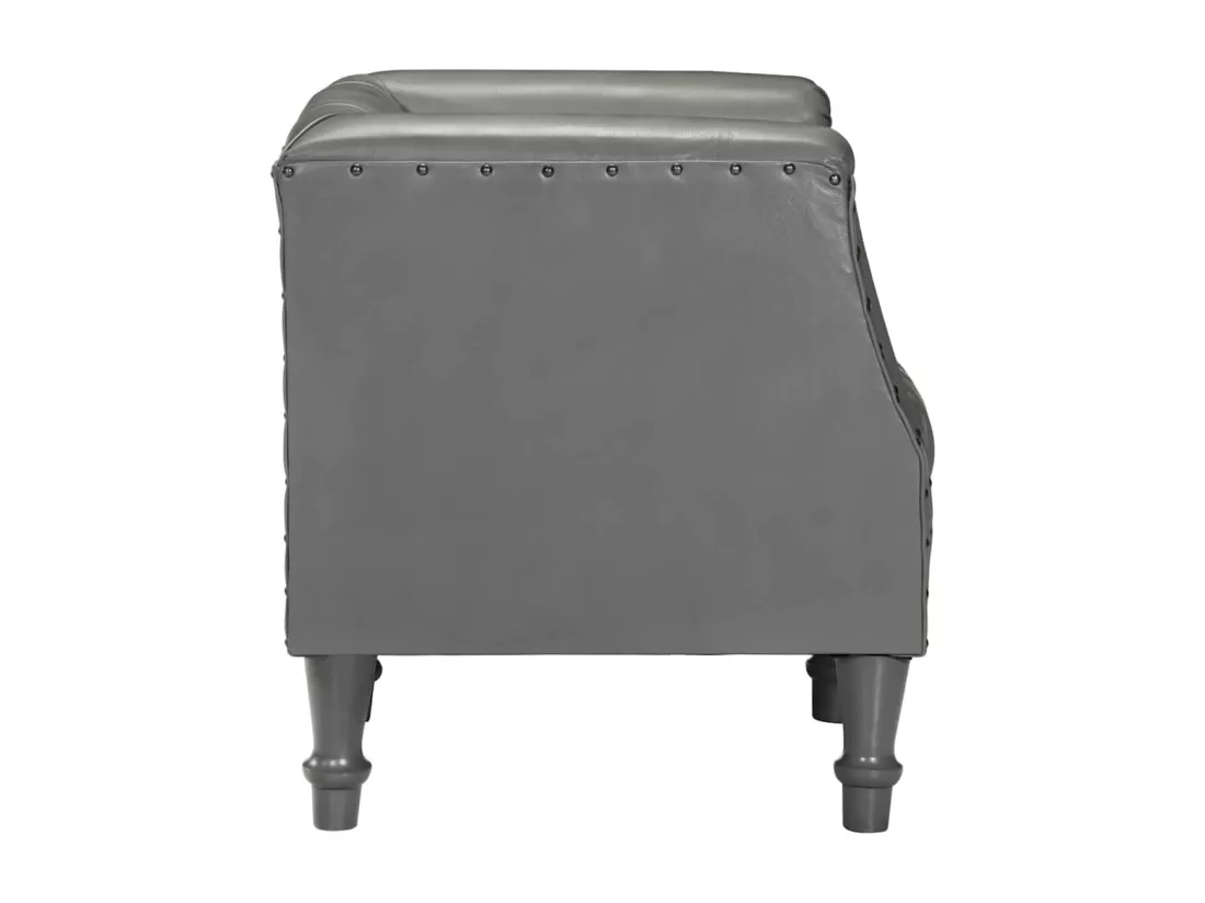 Fauteuil Gris Cuir véritable de chèvre