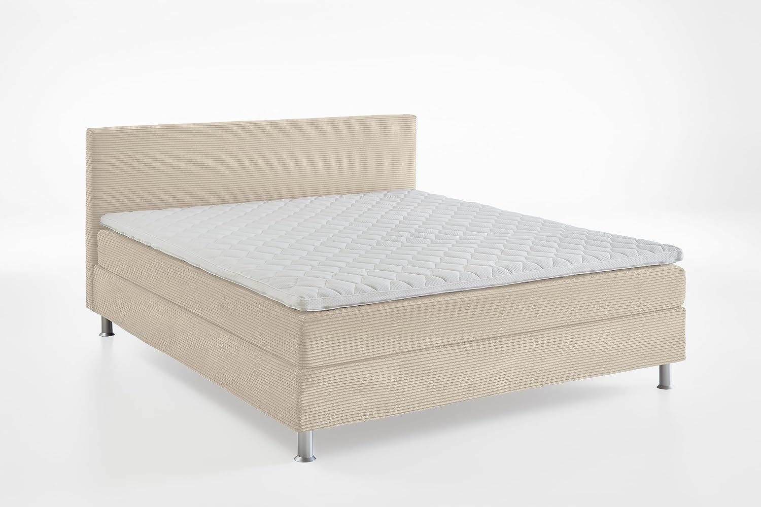 Atlantic Home Collection Boxbett inklusive Rost und H3 Federkernmatratze, Holz, Creme, 160 x 200 cm