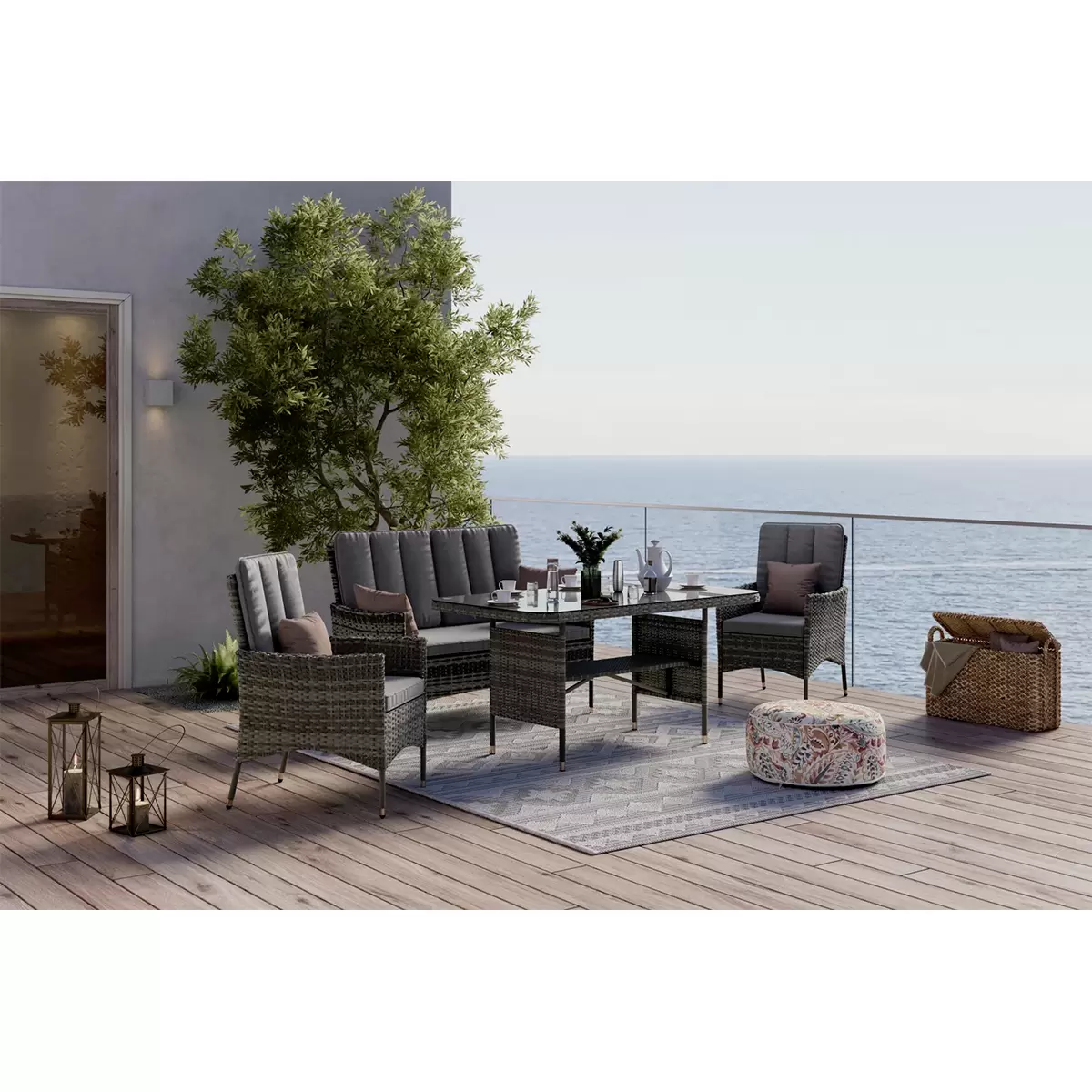 Beldano Loungegarnitur Verona 4-teilig Grau