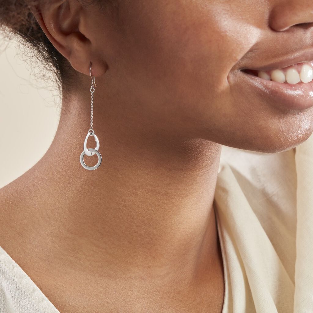 Boucles D'oreilles Pendantes Joy Argent Blanc