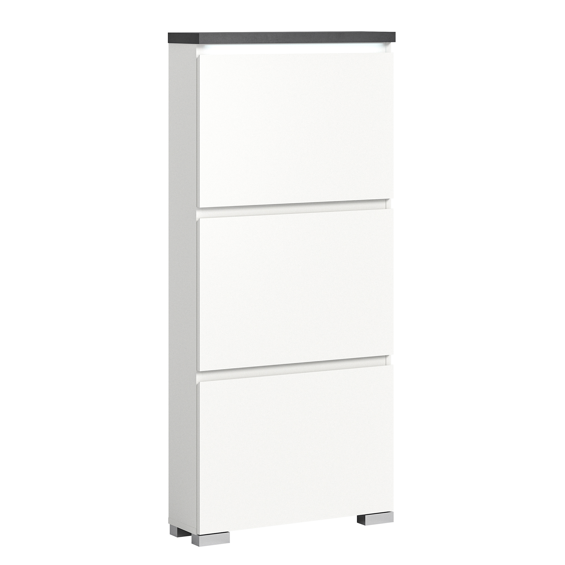 Schuhschrank SHOELOVE - weiß-Industrial grau - 130 cm hoch