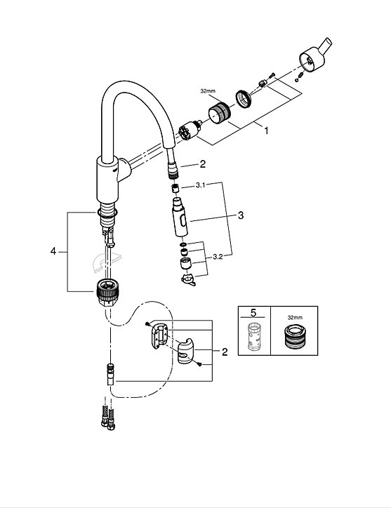 Mitigeur de cuisine avec douchette Feel Supersteel Grohe inox brossé Grohe