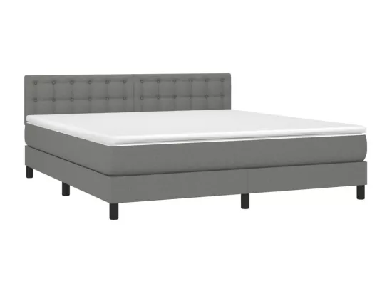 Sommier tapissier et matelas et LED Gris foncé 160x200 cm Tissu