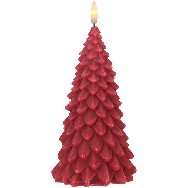 Blokker LED Kaars Kerstboom - 10x10x20 cm - Bordeaux