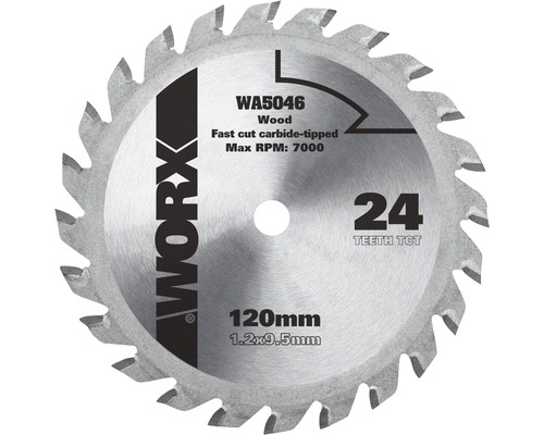 Cirkelzaagblad Ø 120x9,5 mm Worx Z 24 W-tanden