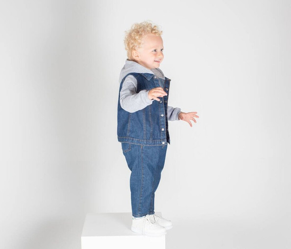 LARKWOOD LW750 - Veste en Jean avec Capuche et Manches Contrastées