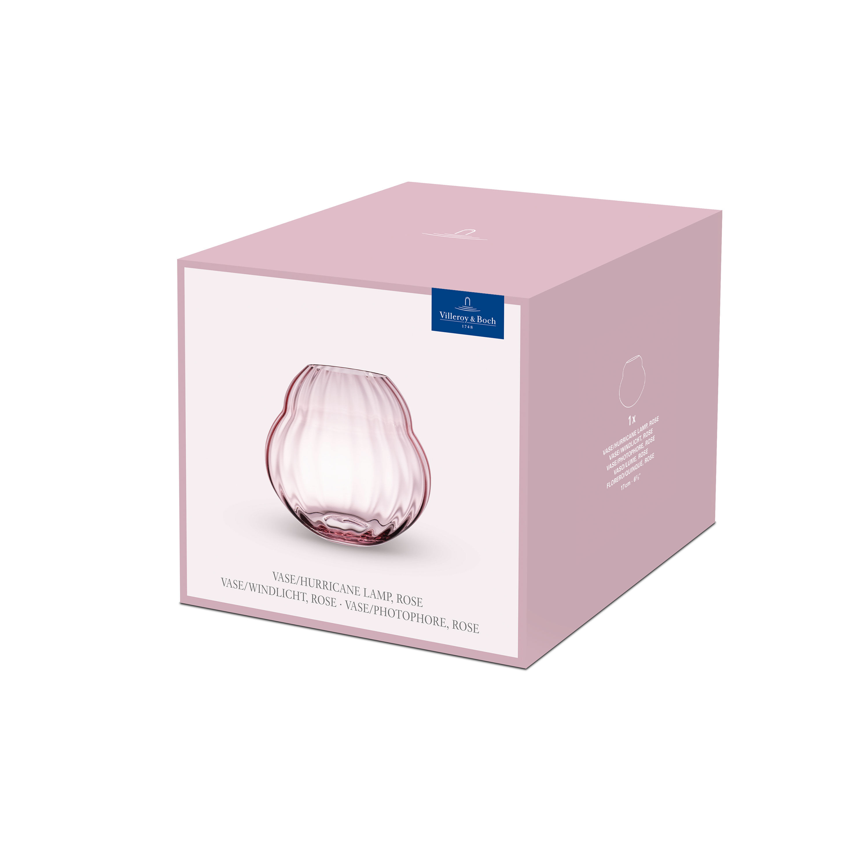 Rose Garden Vase Pink, 7.5'' x 6.7'', crystal glass
