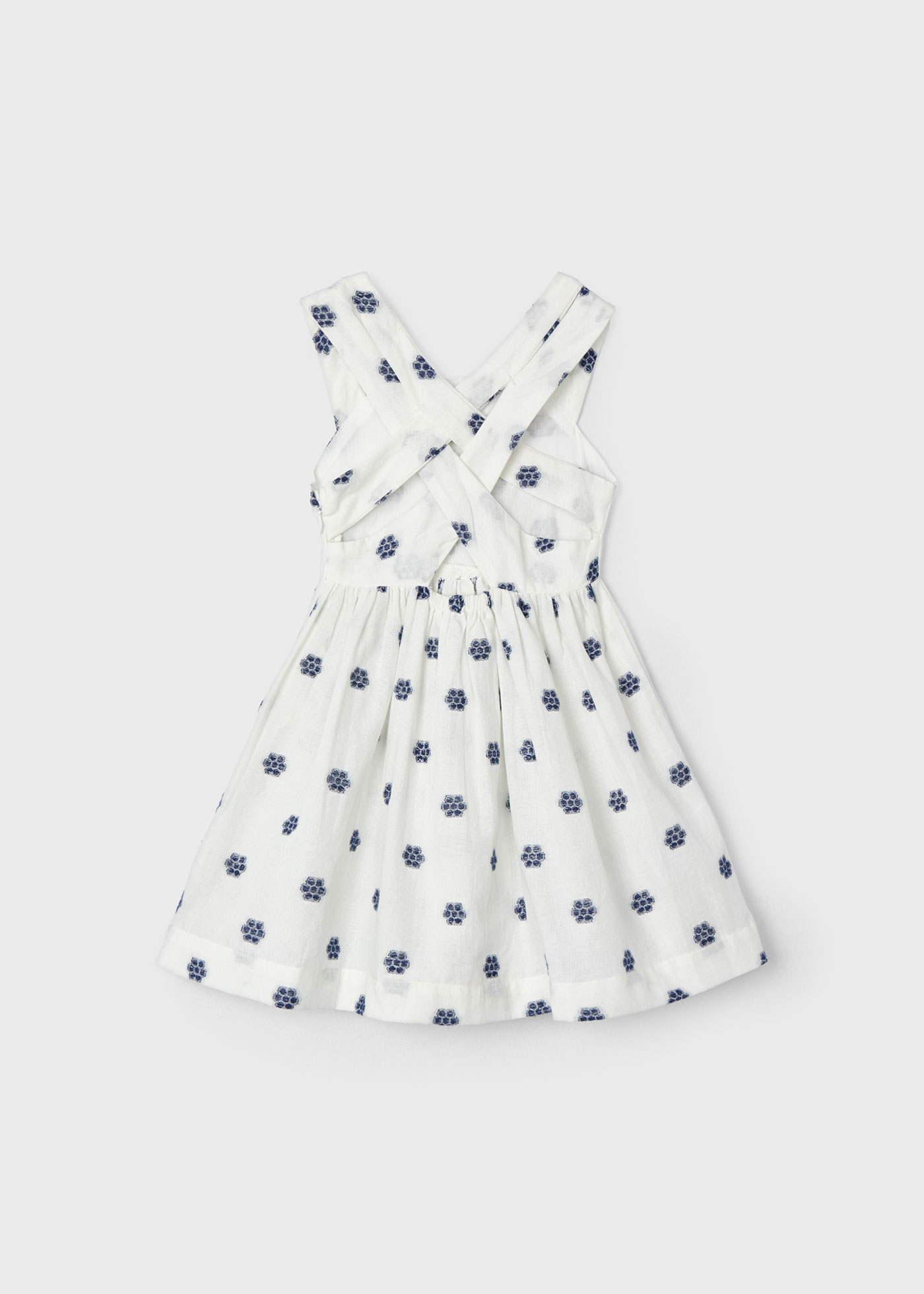 Vestido branco floral jacquard para meninas