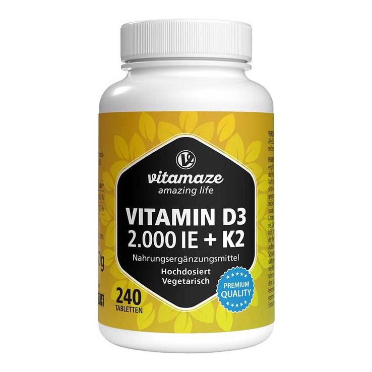 Vitamin D3 K2 2000 I.E. / 100 µg hochdosiert Tabletten , 240 St