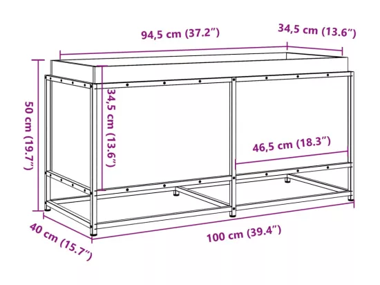 Jardinière bac lit surélevé bois marron 100 x 40 x 50 cm 02_0037267