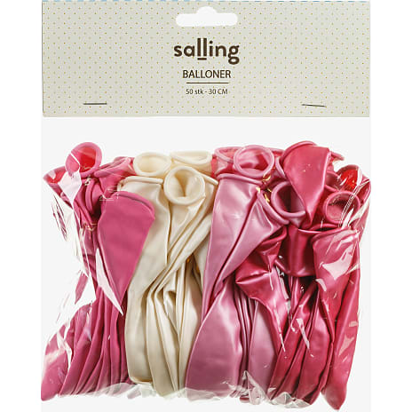 Salling latexballoner Ø: 30 cm 50-pak - rosa/hvid