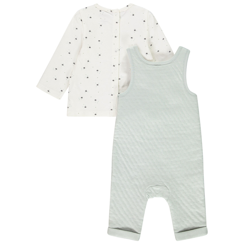 Ensemble salopette matelassée + t-shirt imprimé étoiles pour bébé