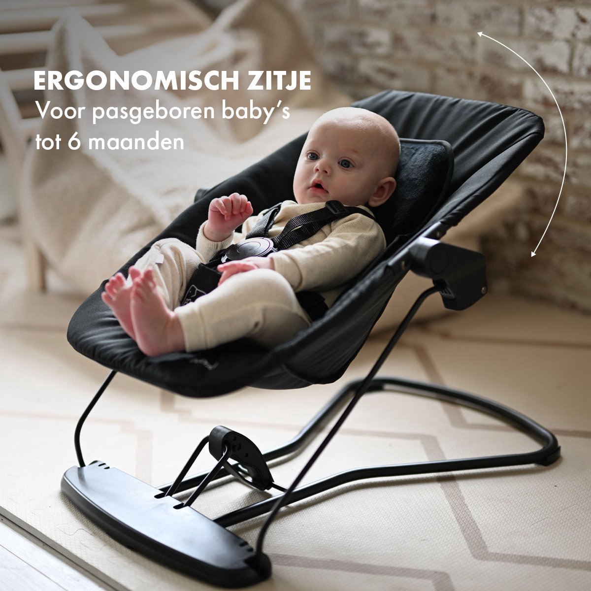 Deryan Curve kinderstoel met wipstoel en kussen - Black