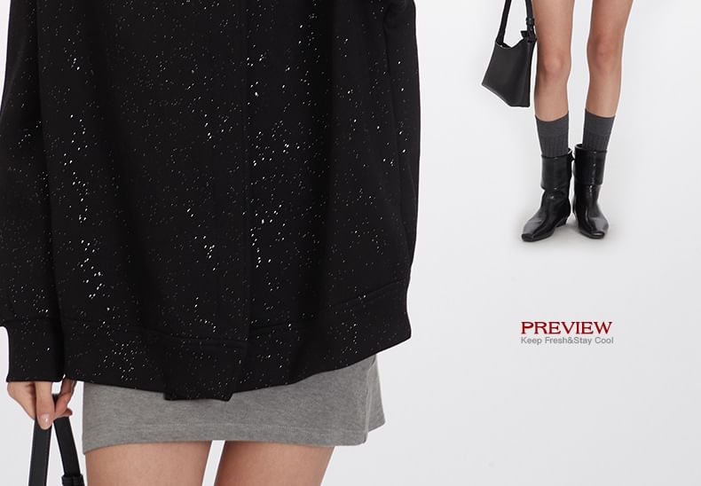 Nariele - Lange mouwen effen losse trui met strass steentjes