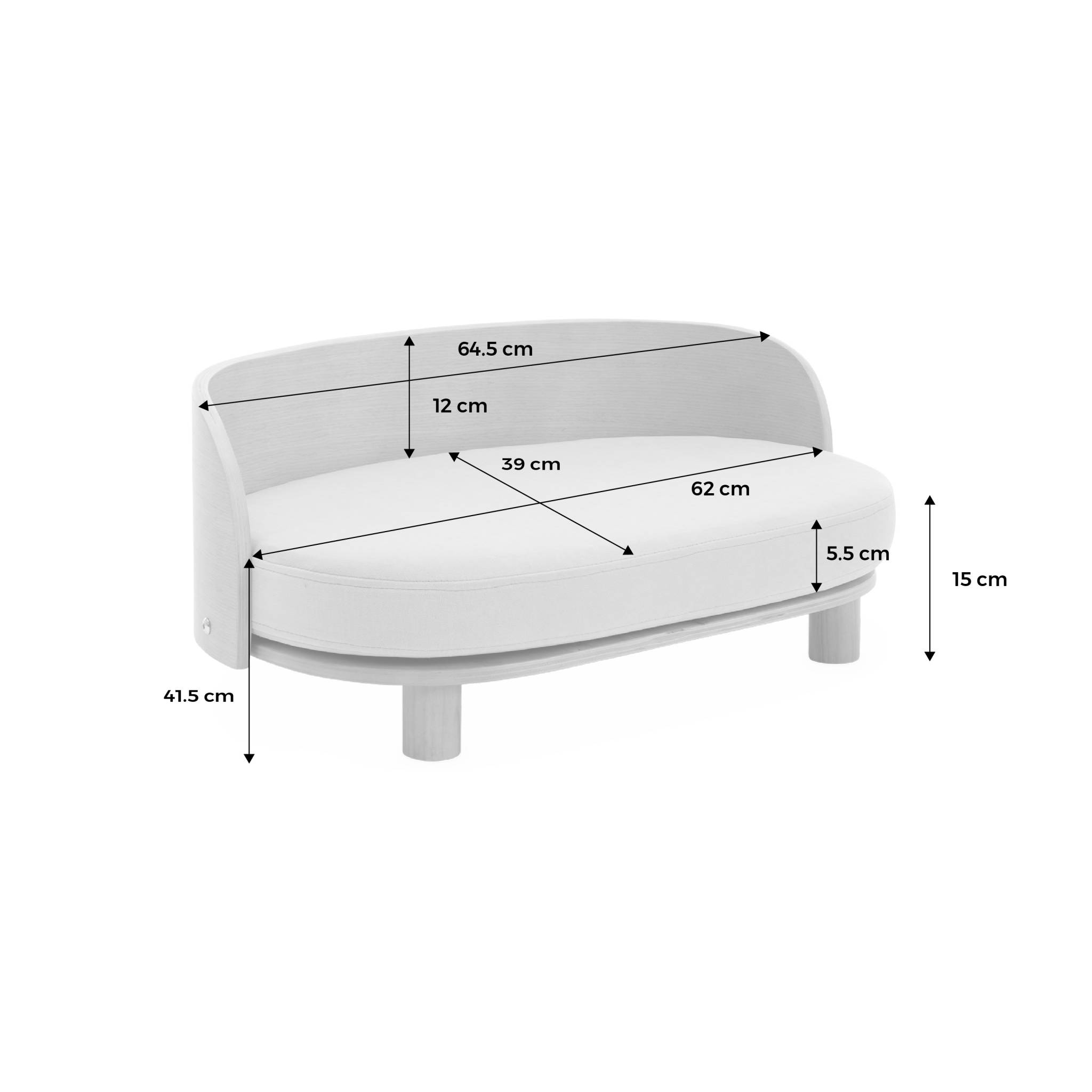 Panier gris clair pour chien et chat. Lit pour animaux en bois