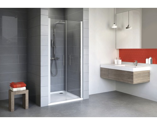 Douchedeur in nis met draaideur SCHULTE Alexa Style 2.0 ExpressPlus 80 cm profiel aluminium helder glas vuilafstotende glascoating