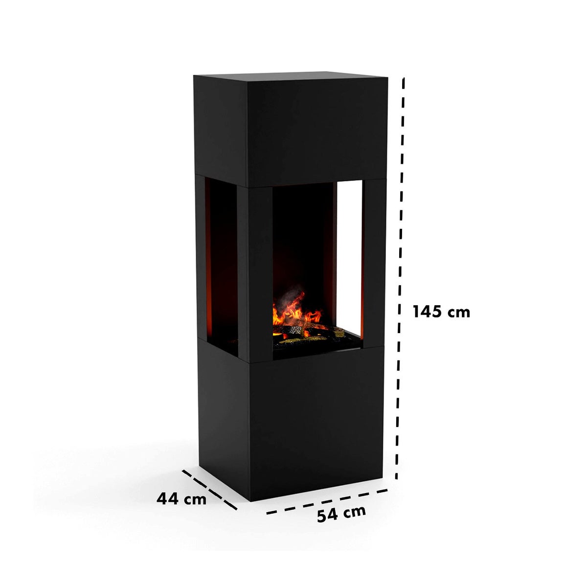 GLOW FIRE Elektrische haard 'Böll' | Waterdamphaard met OMC 400 inclusief zwart hout als roomdivider | HxBxD: 145x54x44 cm