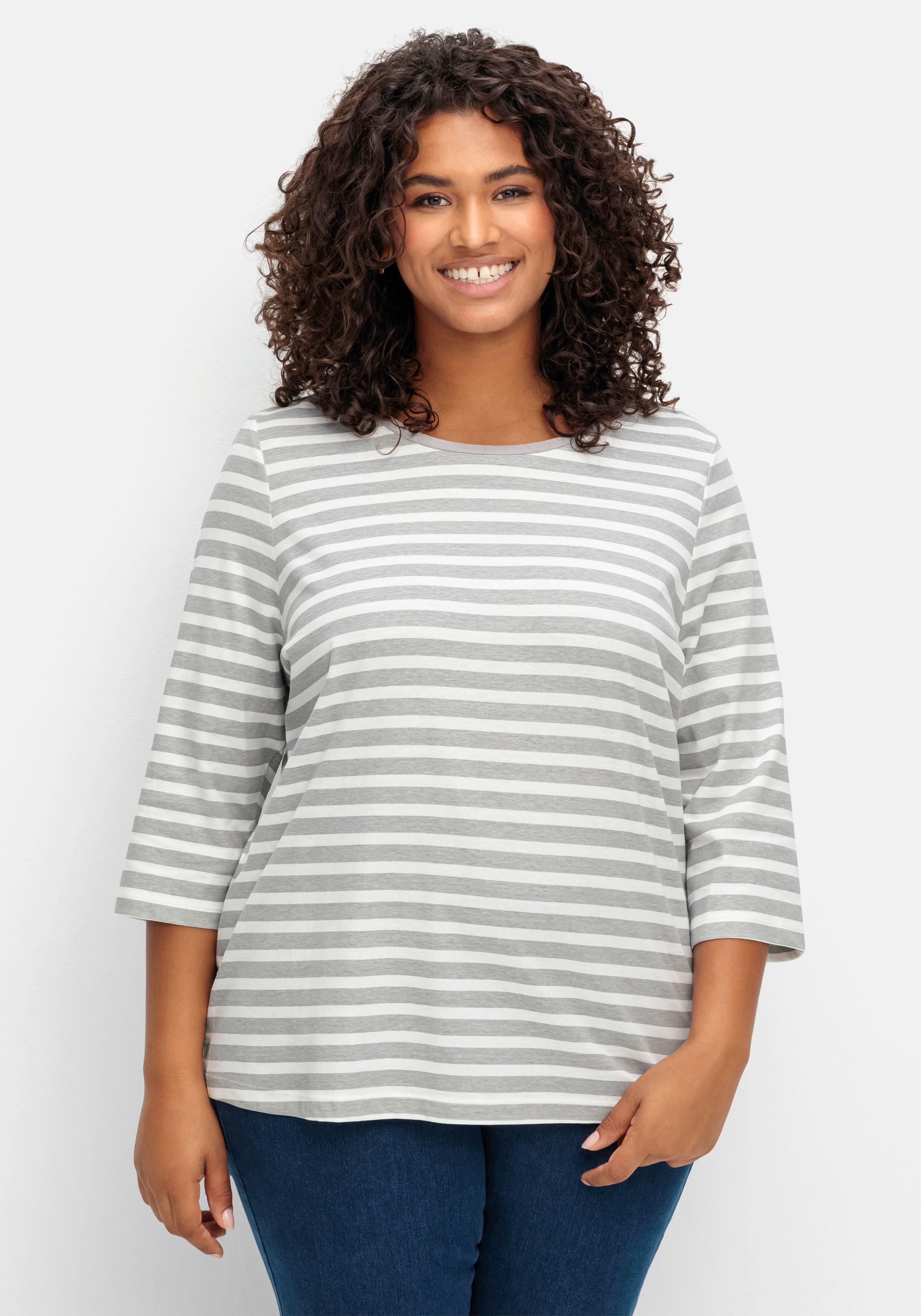 Ringelshirt mit 3/4-Arm, aus reiner Baumwolle