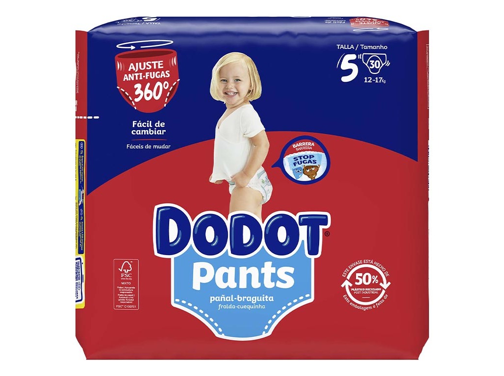 FRALDAS CUECA PANTS DODOT T5 12-17KG 30 UN