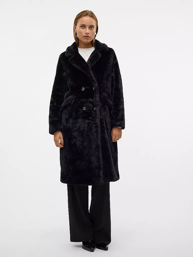 VERO MODA Mantel in Felloptik VMSONJAELLY schwarz