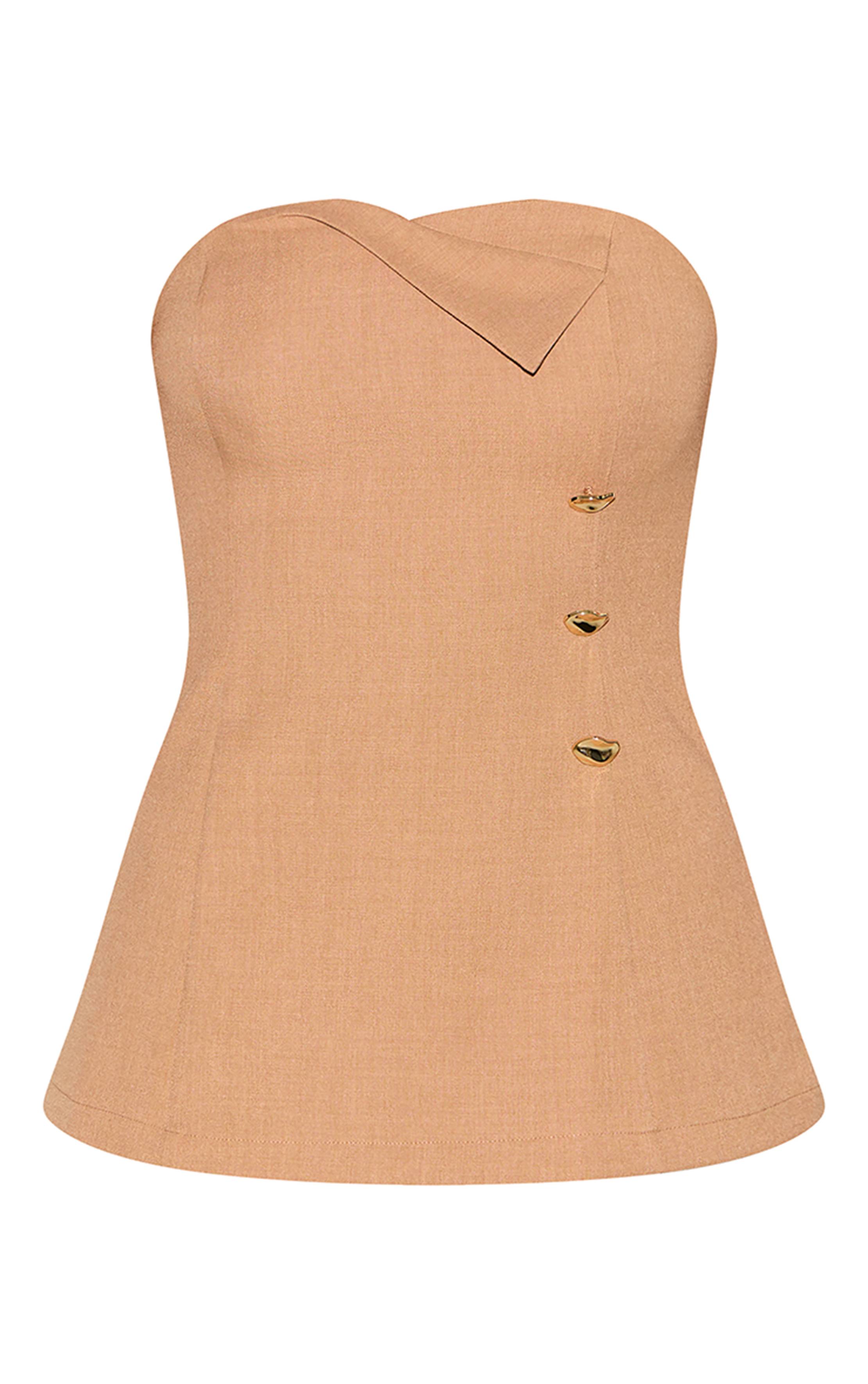 Sable Haut Bandeau Tailleur À Détail Revers Pour Grande Taille