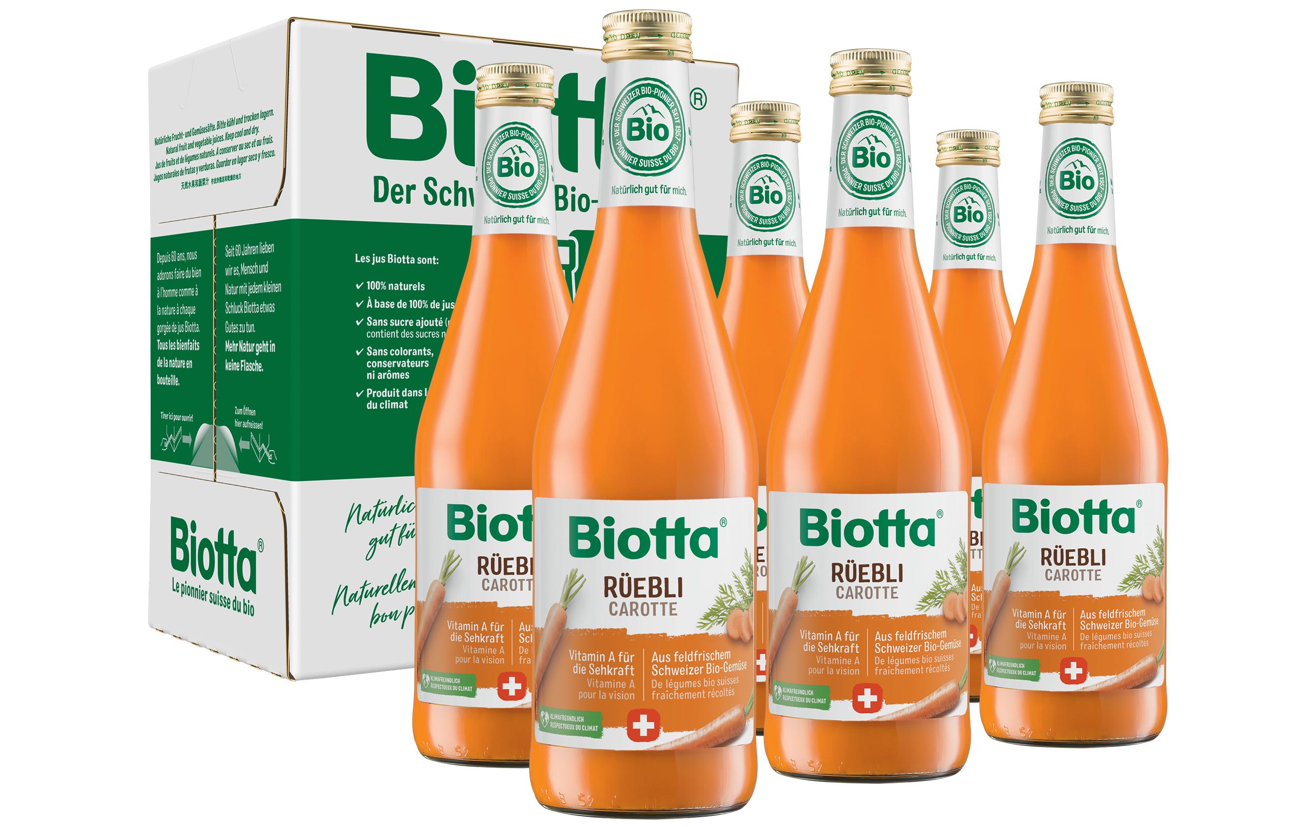 Säfte Rüebli Bio 6 x 0.5 lGemüsesaft aus erntefrischen Bio-Karoten