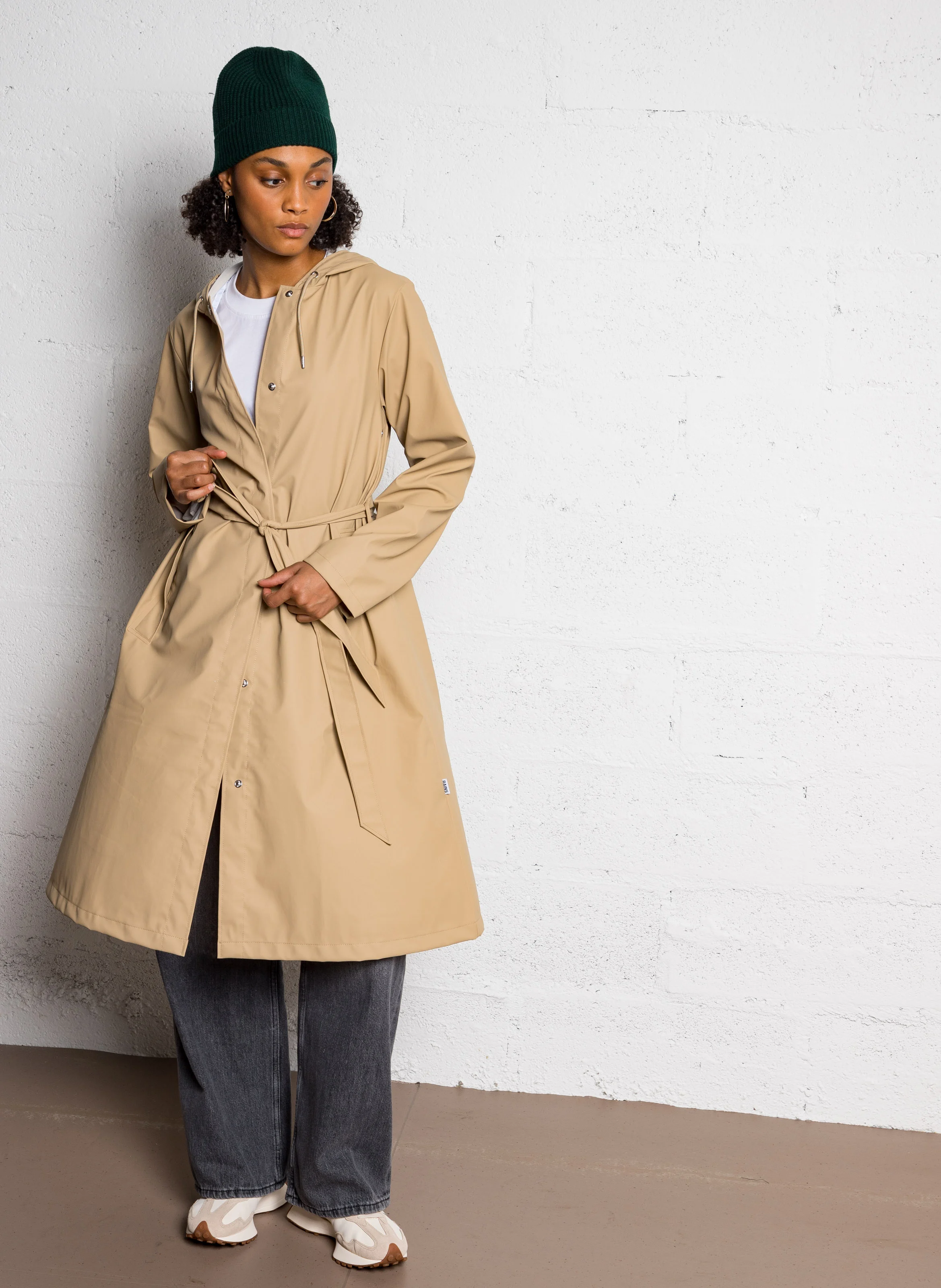 Imperméable droit col rond | Beige