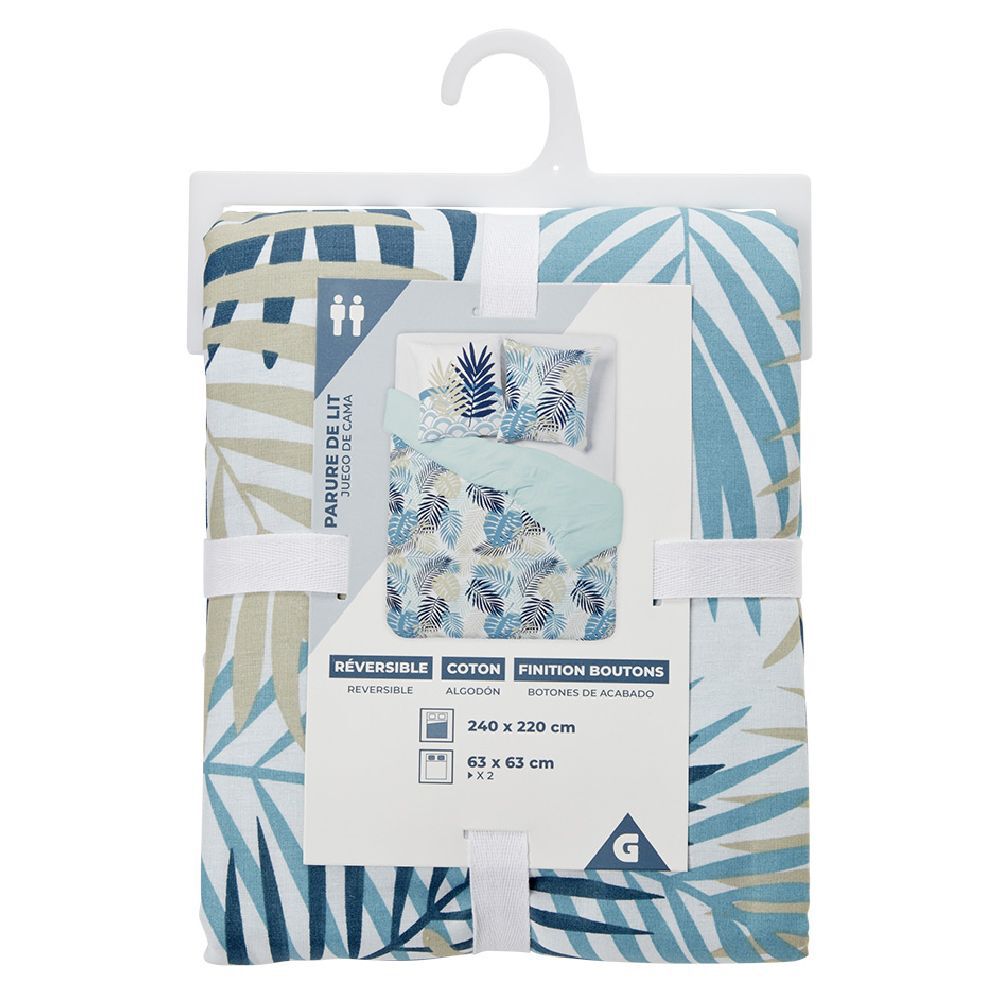 Parure de lit jungle L240X220 cm et 2 taies d'oreiller