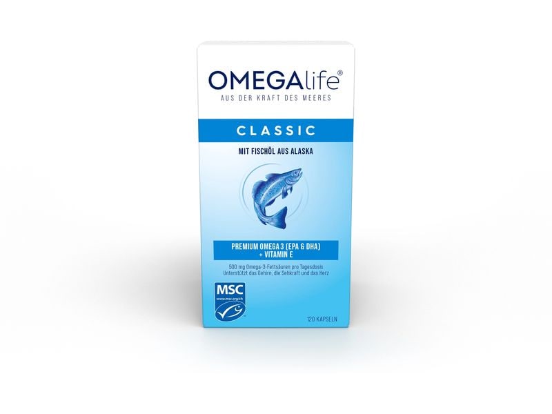 OMEGA Life Classic 500 mg Fischöl   Vitamin E 120 Kapseln Nahrungsergänzungsmittel mit Omega-Fettsäuren