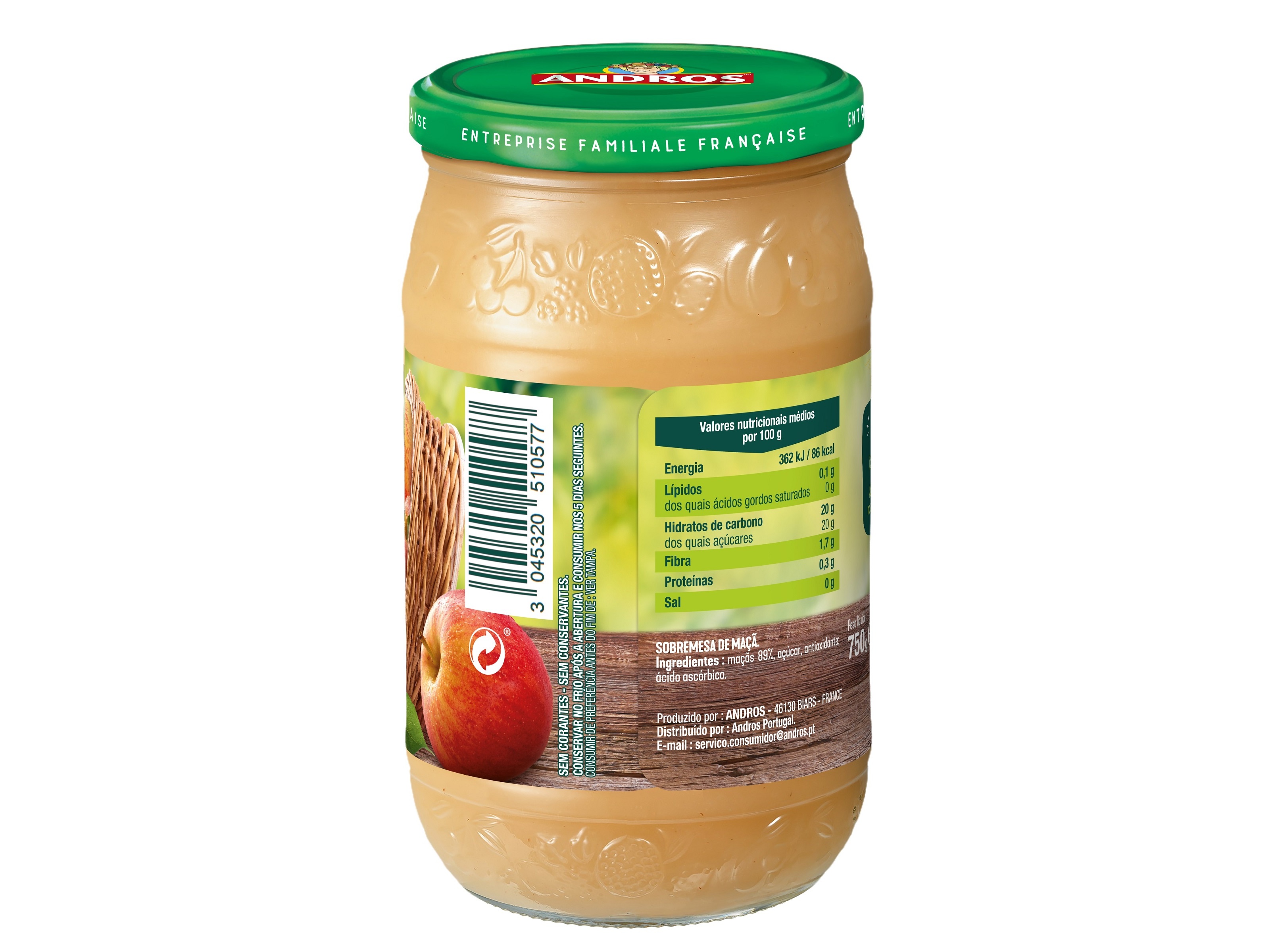 SOBREMESA ANDROS MAÇÃ NATURAL 750G