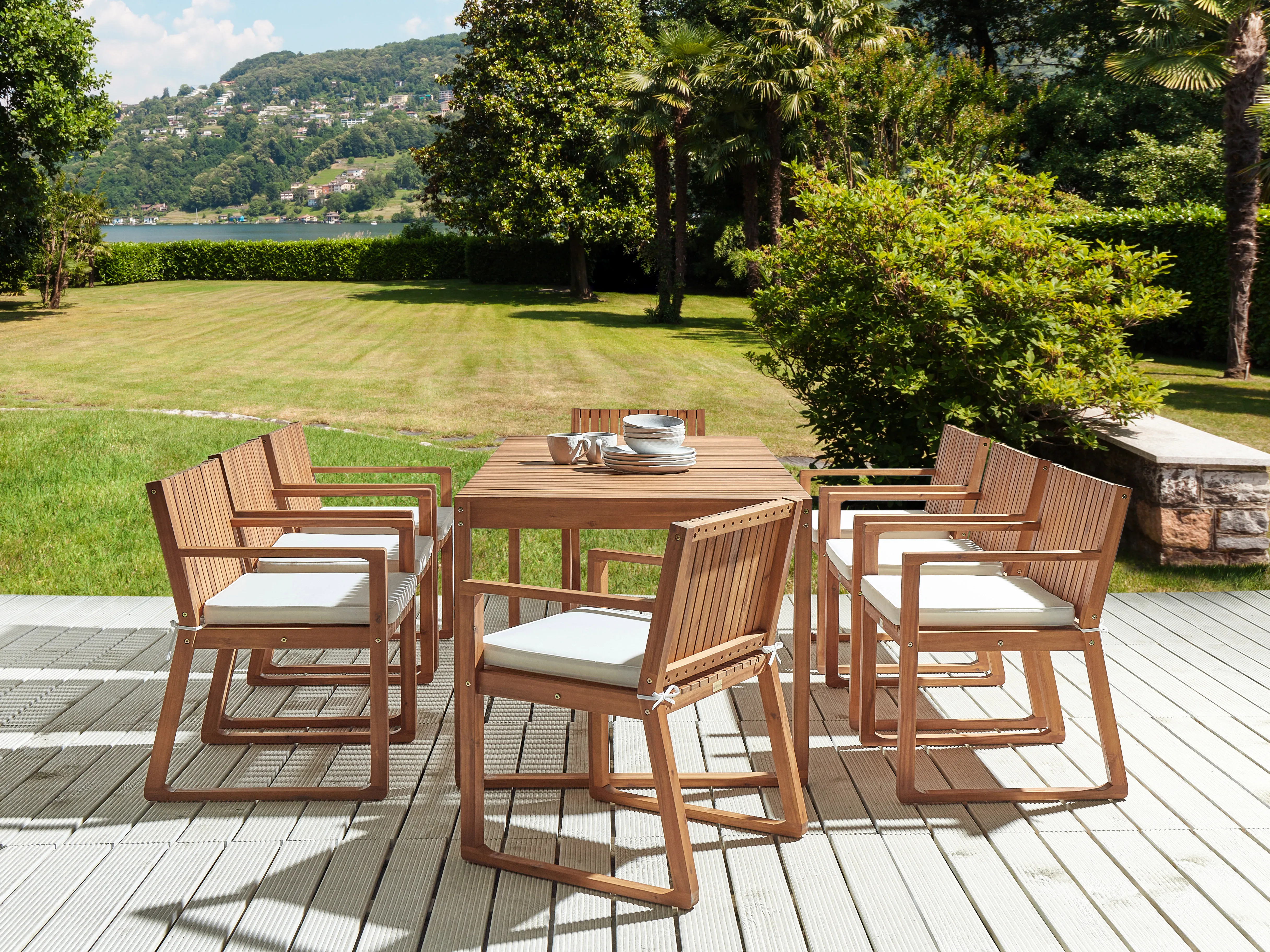 Set van 8 tuinzitkussens SASSARI 46 x 46 cm Gebroken wit