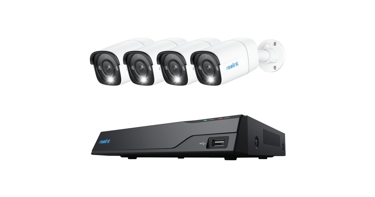 ReolinkNVS8-12MB4, slimme 12 MP PoE beveiligingscamera  (4 stuks, 12 MP, PoE, 2 TB)
