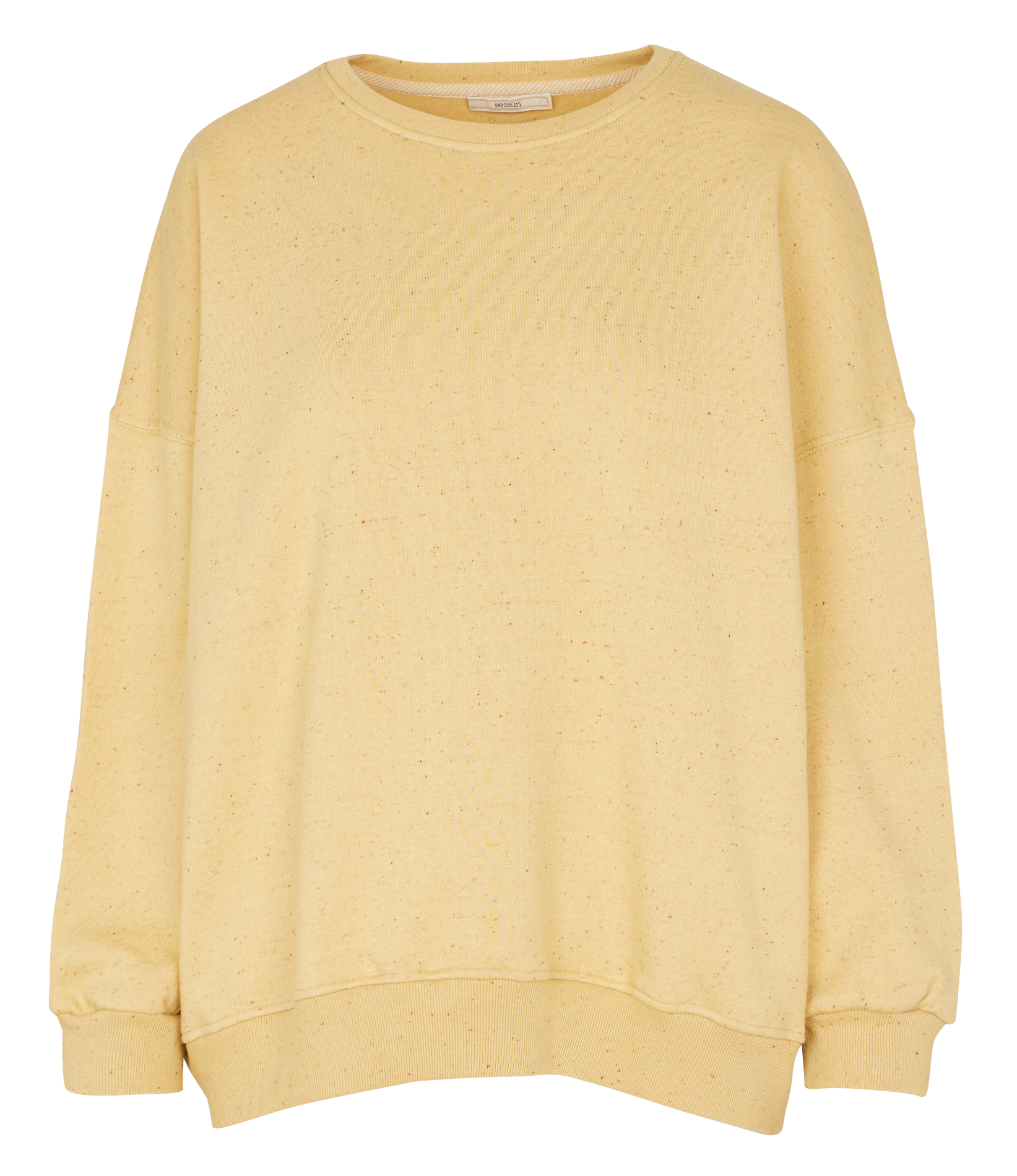 CHEBBI - Sweat ample col rond moucheté en coton bio mélangé | Jaune