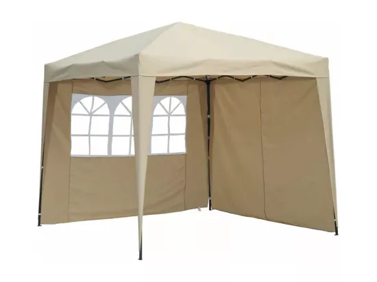 Couverture latérale beige 3x2m avec fenêtres pour tonnelle pliable 3x3m