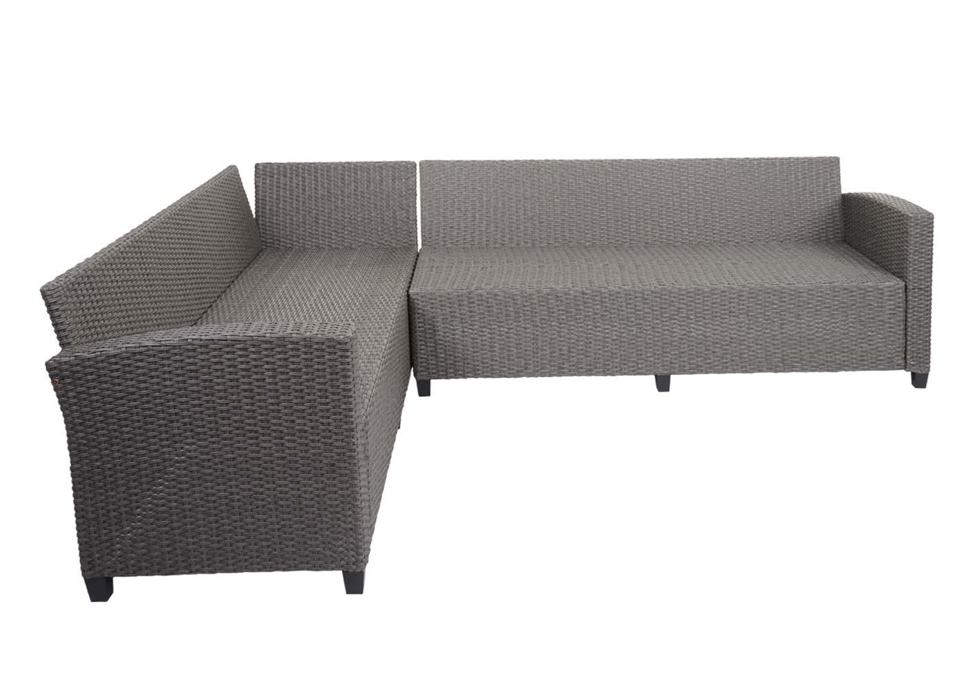 Poly Rattan Garnitur MCW-E96, Garten-/Lounge-Set Sitzgruppe, Spun Poly halbrundes Rattan ~ grau, Kissen anthrazit