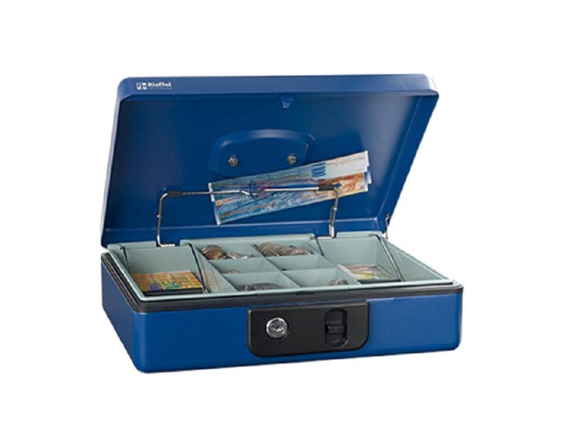 Robert Rieffel Geldkassette Deluxe 4 30 x 23 x 8.6 cm, Blau Geldkasten mit Schlüssel