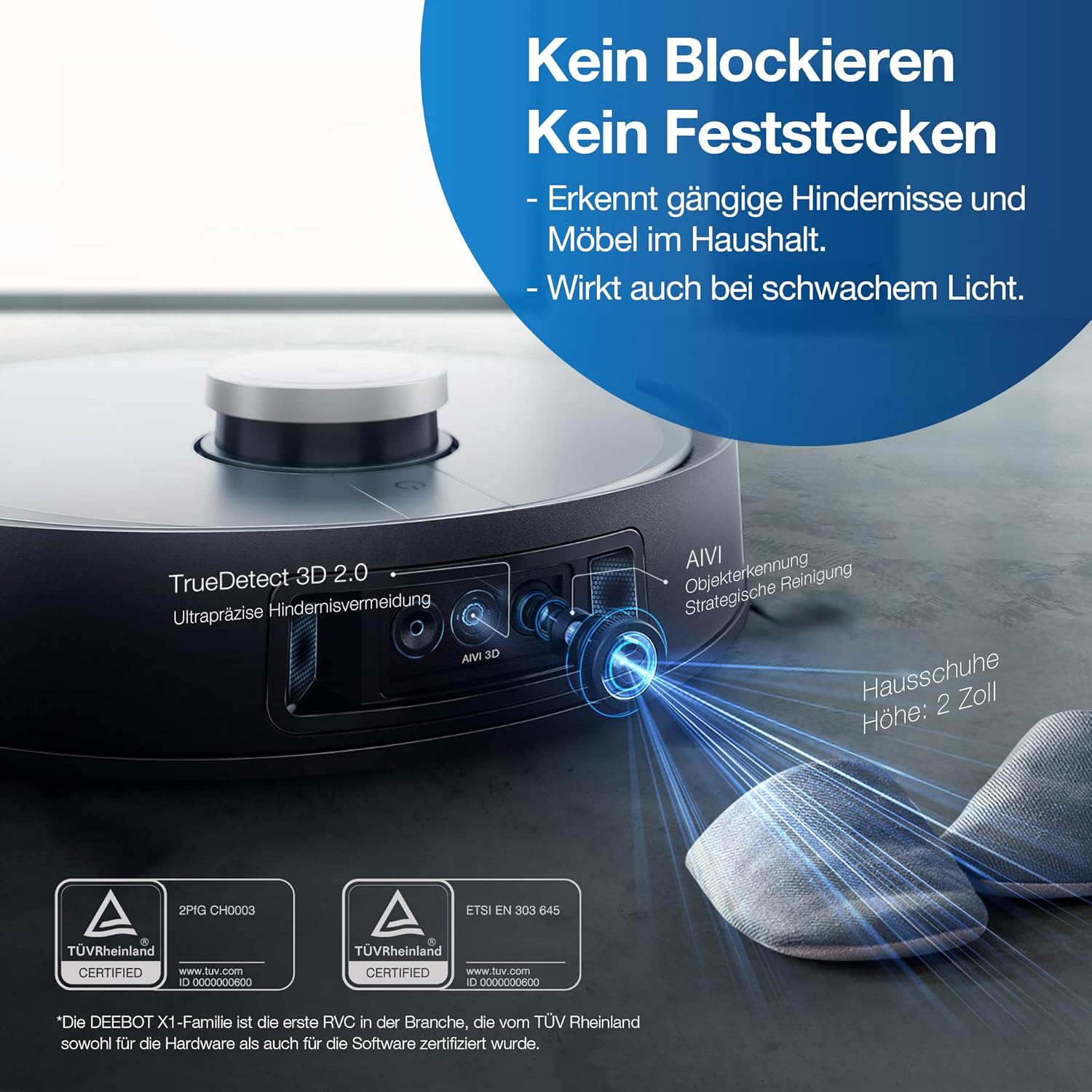 DEEBOT X1 OMNI, Robot Vacuum Cleaner with Mop Function and Multifunctional Cleaning Station (Dust Emptying and Cleaning Water), 5000 pa, 3D Obstacle Detection, 260 Minute Battery, Yiko Voice Assistant