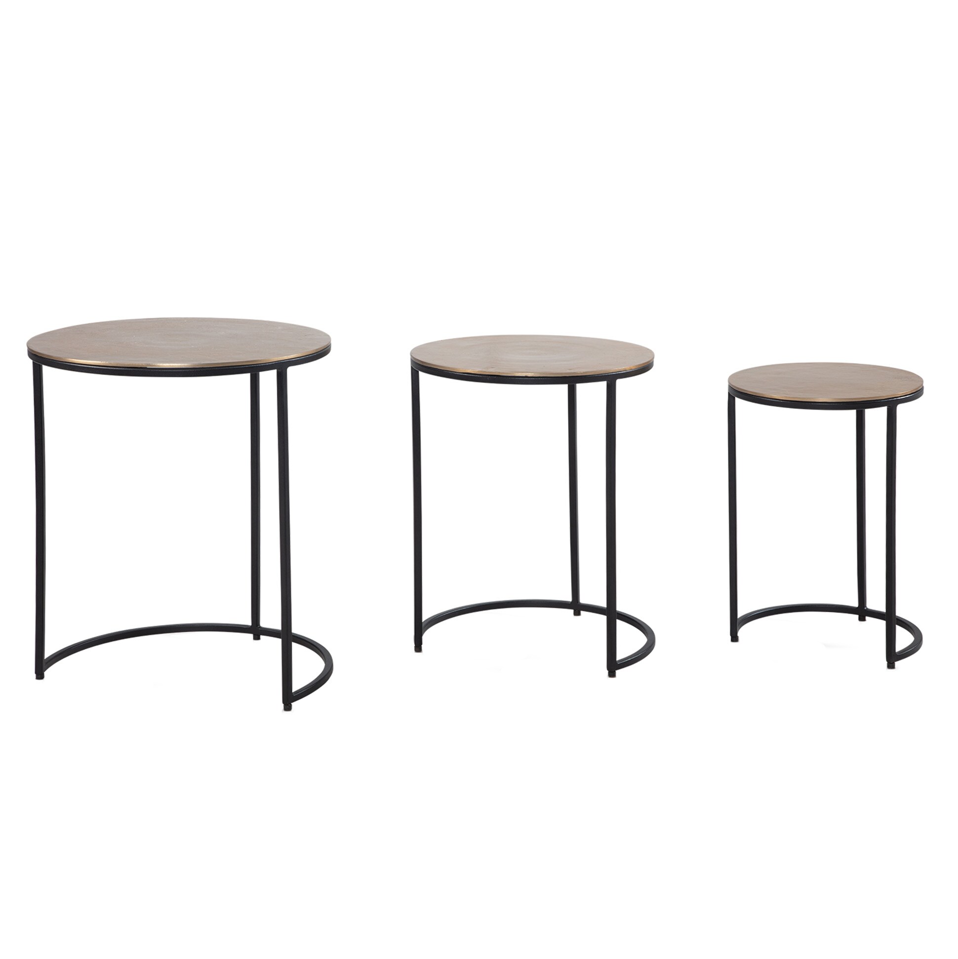 Beistelltisch FineBuy Wohnzimmertisch 3er Set Metall Satztisch Tisch Rund Gold