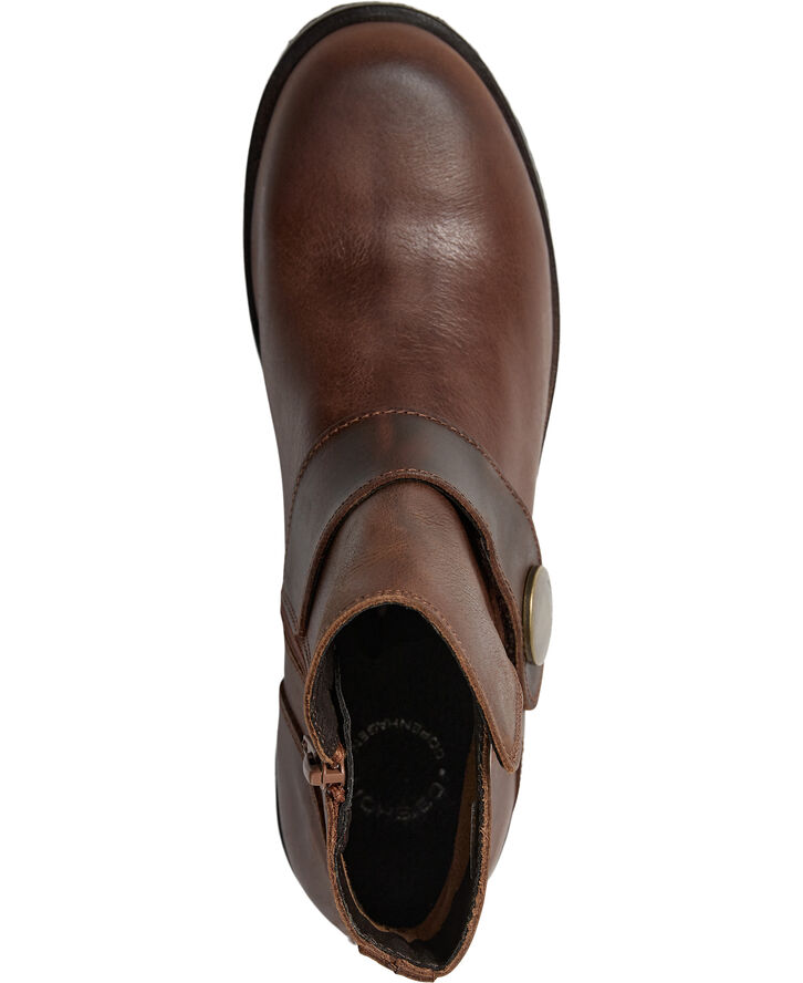 Cashott CASFREJA Low Biker Boot Pull Up Leather Cognac