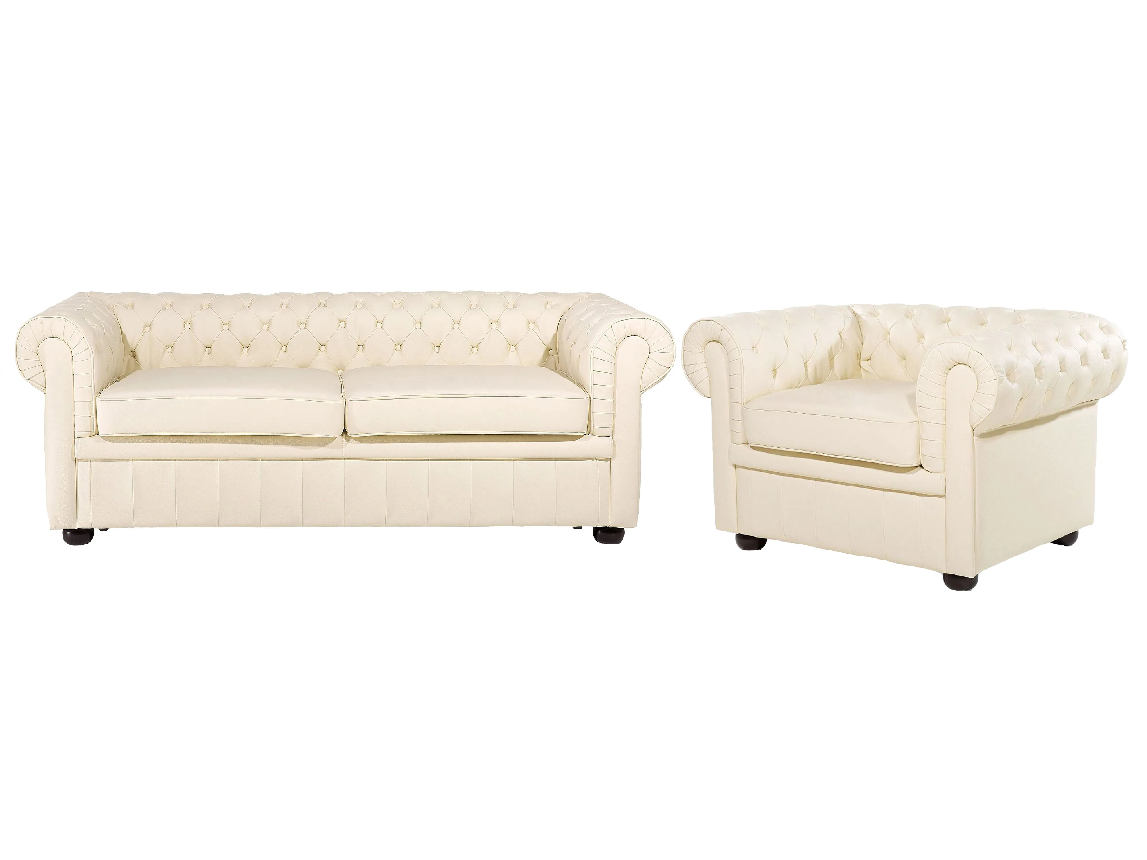 Bankenset 4-zits CHESTERFIELD Leer Lichtbeige